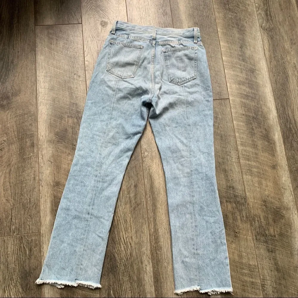 Joie Charan Raw Hem High Rise Straight Jeans Light Wash Size 26